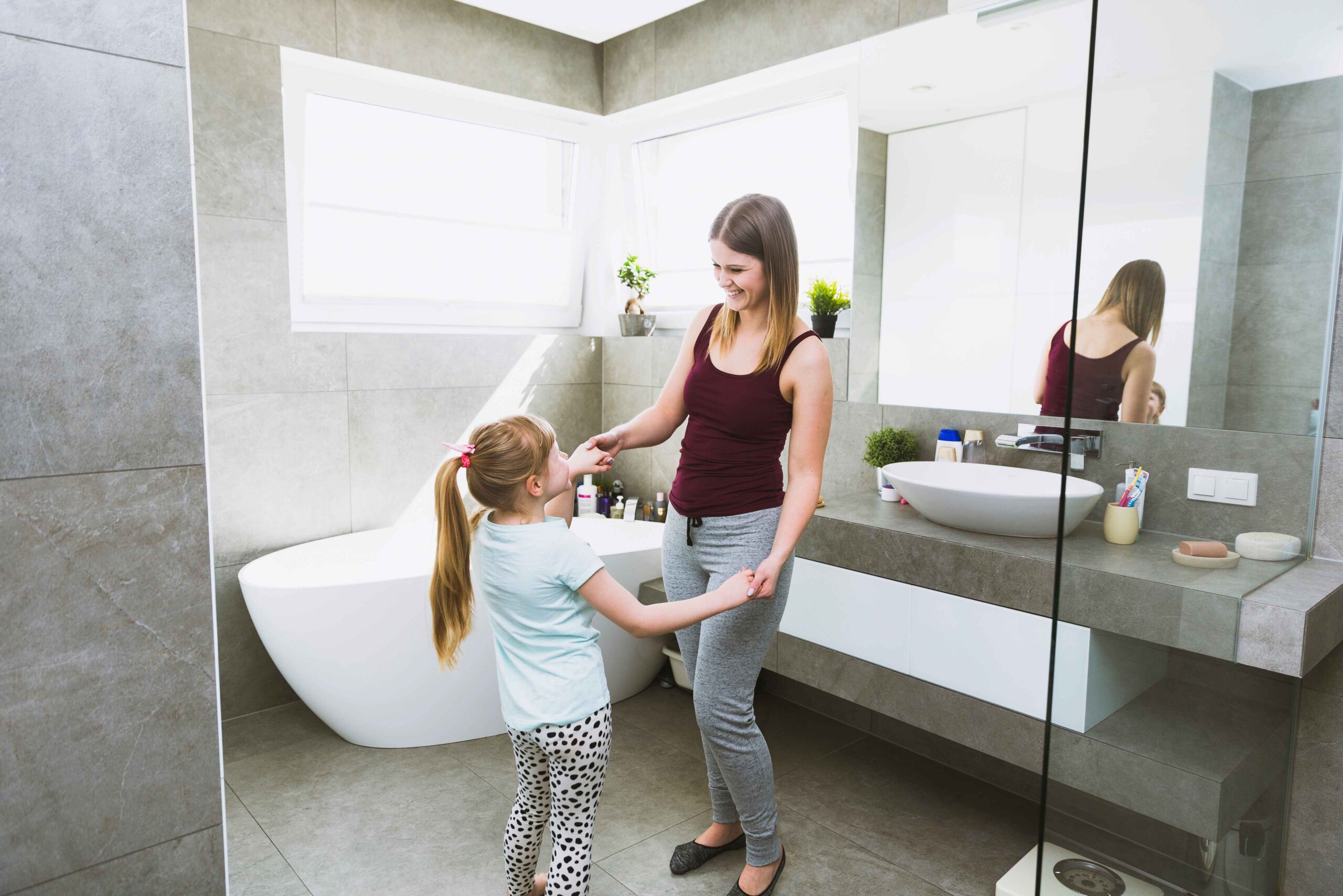 Mirrors in bathroom
